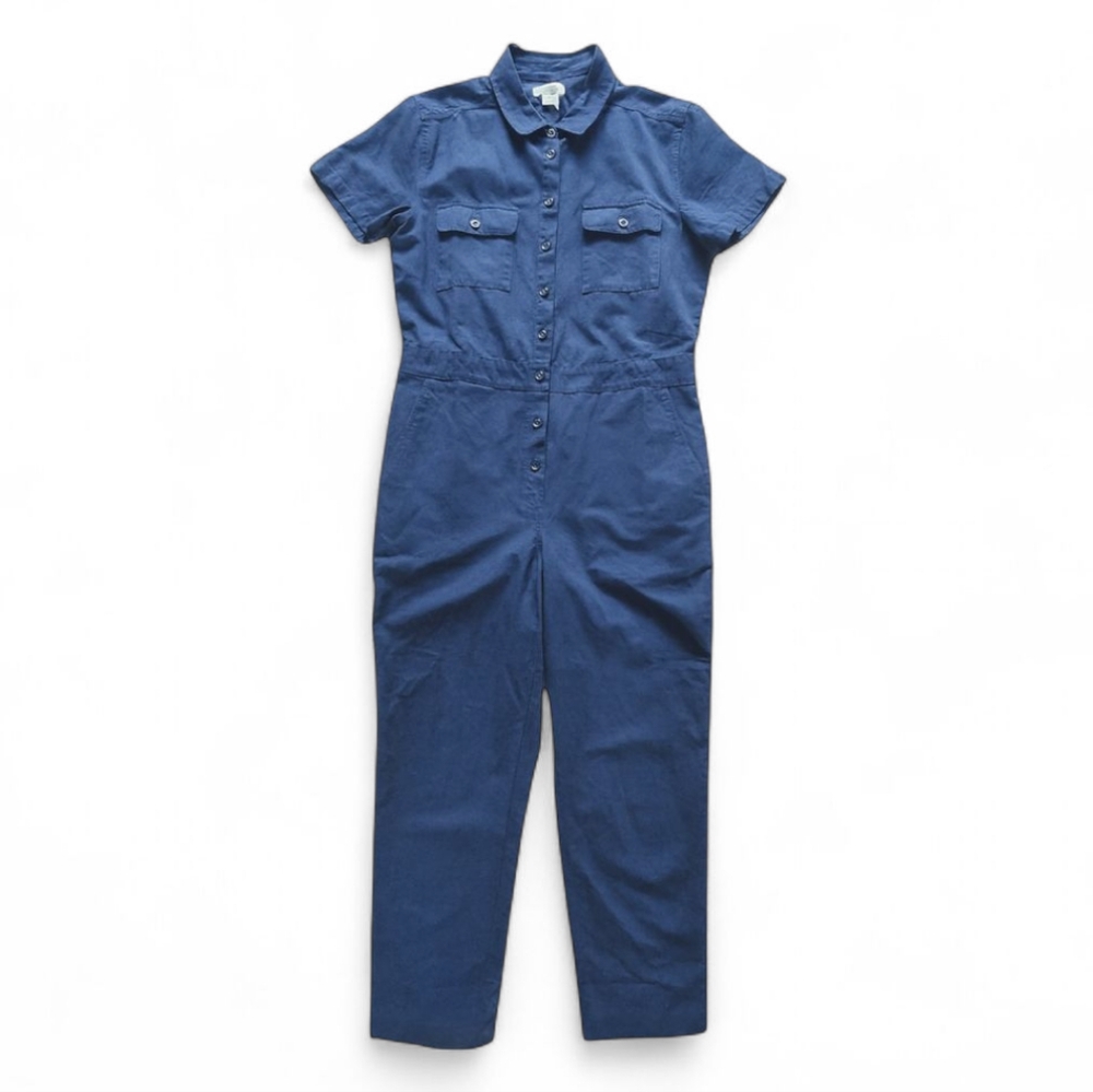 Outerknown Linen Blend SEA Suit Navy Organic Utility Boiler Jumpsuit Size M‎ - Picture 3 of 12